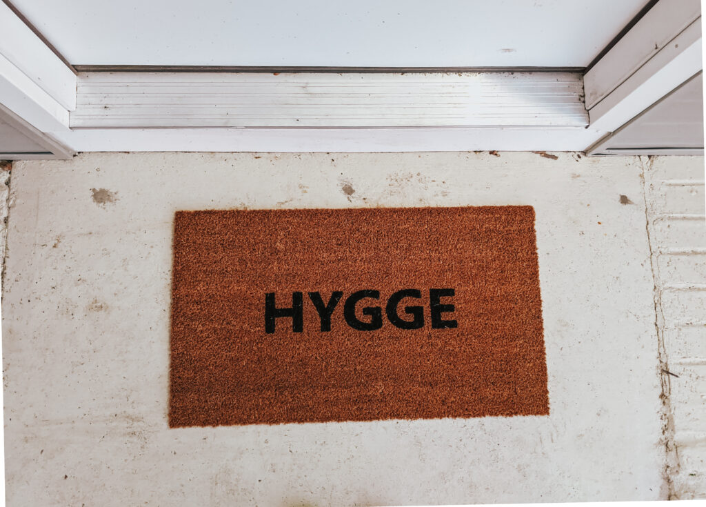 Hygge Ikea mat in front of Hygge home